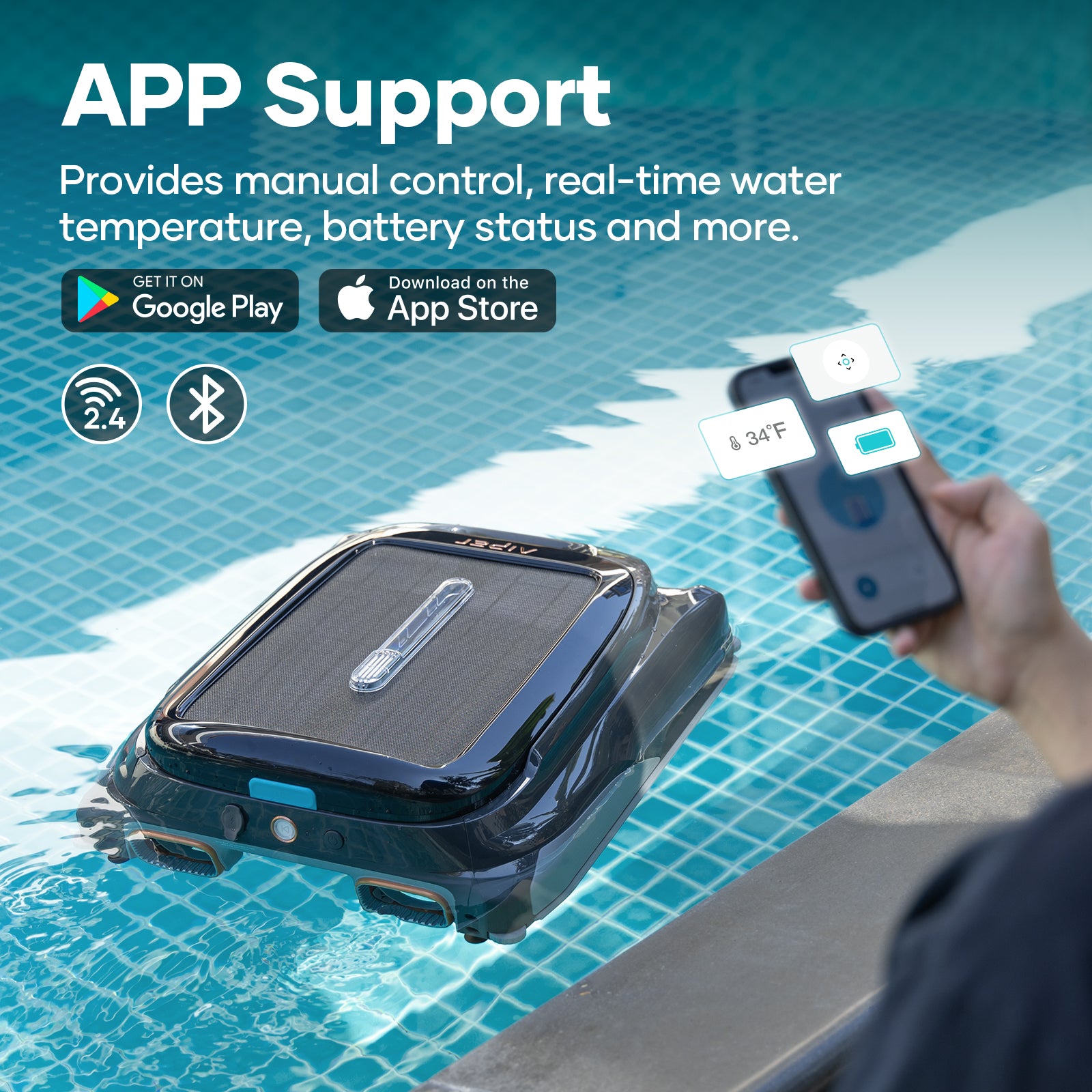 Aiper Surfer S1 Cordless Robotic Pool Skimmer for Effortless Cleaning